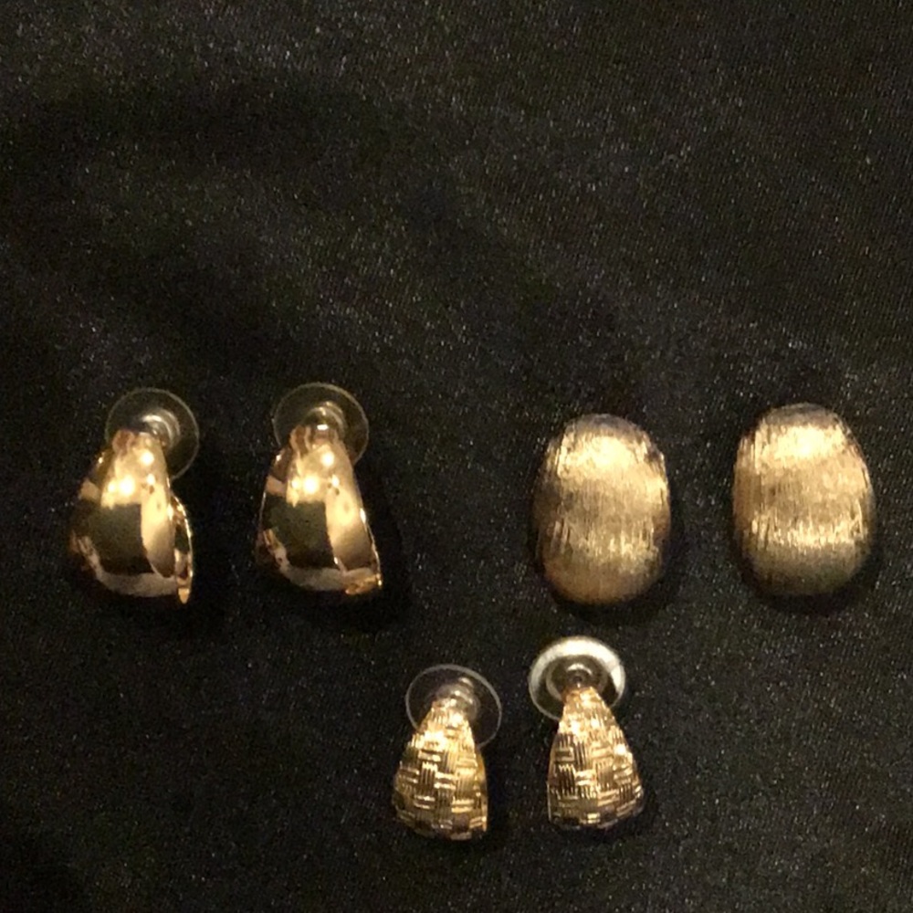 Vintage Trio Gold Tone Earrings - Picture 1 of 2